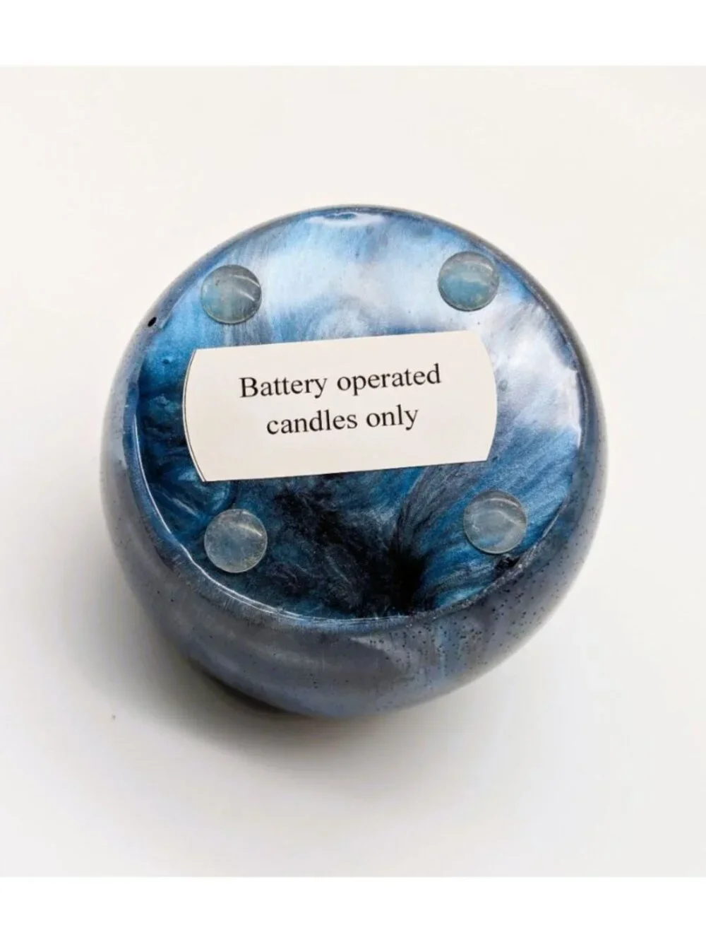 Handcrafted Blue Resin Candle Holder For Battery Operated Candles Tall Unique Te